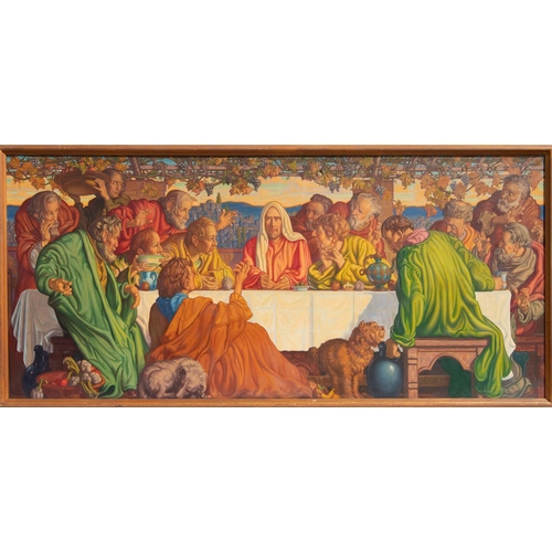 254 - ERNEST WALDRON WEST (1904-1994). 'The Last Supper', oil on canvas, 72 x 178 1/2in.  The painting is ... 