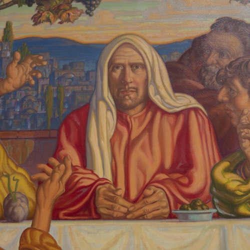 254 - ERNEST WALDRON WEST (1904-1994). 'The Last Supper', oil on canvas, 72 x 178 1/2in.  The painting is ... 