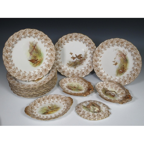 272A - A Royal Worcester service painted individual scenes with gamebirds, viz: Oval Platter with pheasant ... 