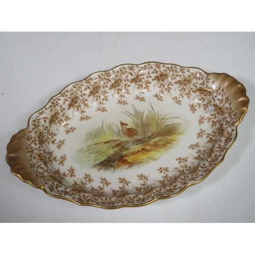 272A - A Royal Worcester service painted individual scenes with gamebirds, viz: Oval Platter with pheasant ... 