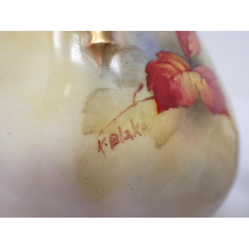 291 - A Royal Worcester lobed baluster Vase painted blackberry, floral and leaf design having pierced lid,... 