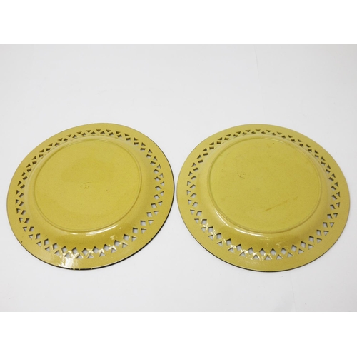 297A - A pair of early 19th Century Davenport Plates with sepia decorated landscape scene and another of ol... 