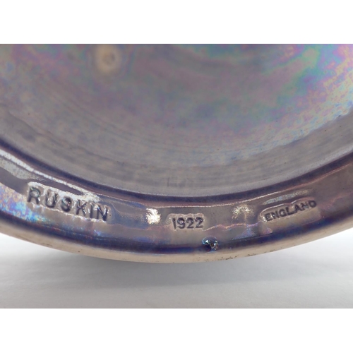 300 - A Ruskin high fired blue irridescent glaze impressed mark dated 1924, 12in H, and a similar glazed B... 