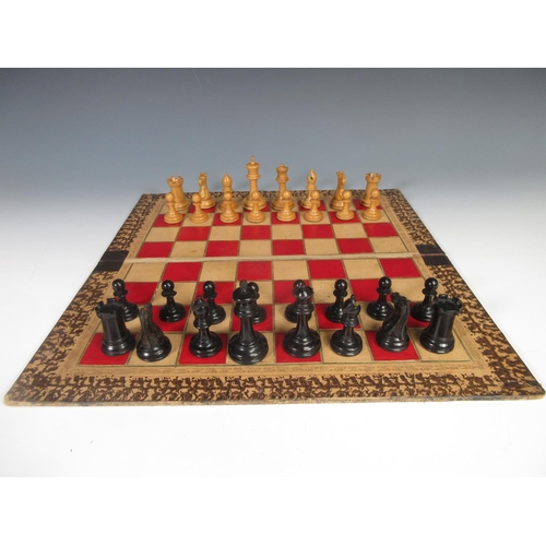 326 - A Staunton Chess Set by Jaques & Son, London with boxwood and ebonised pieces and including Moroccan... 