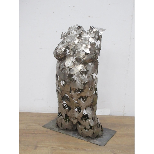 376 - MIRANDA MICHELE. A stainless steel Manakin formed of interlocking butterflies, 3ft high