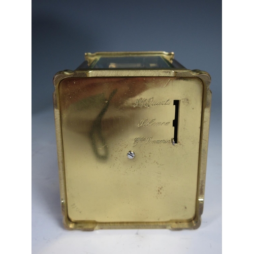 383 - A brass cased Grand Sonnerie Carriage Clock inscribed No.985 to underside within fitted leather case... 