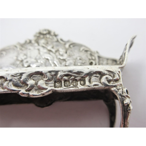 39 - An Edward VII Continental silver miniature Settee decorated birds with ribbon surmount. Import mark,... 