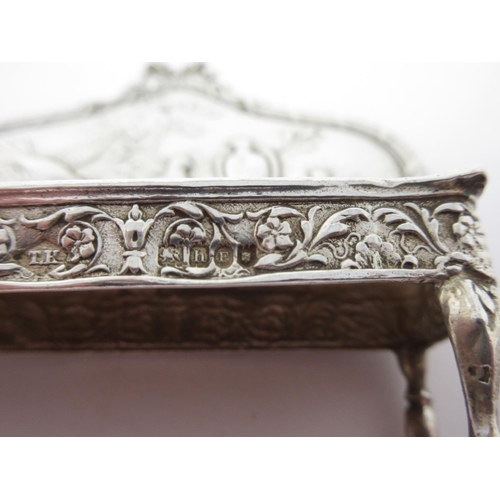 39 - An Edward VII Continental silver miniature Settee decorated birds with ribbon surmount. Import mark,... 