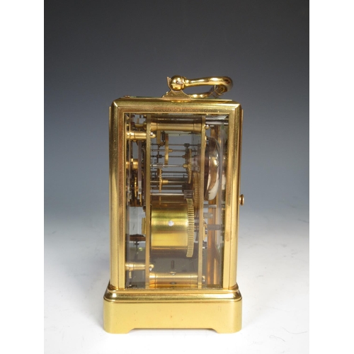 394 - A 19th Century repeater Carriage Clock by Drocourt, stamped 8158 and DC to the backplate, with lower... 