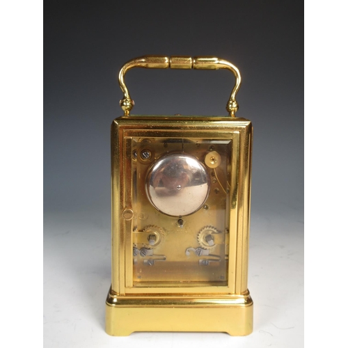 394 - A 19th Century repeater Carriage Clock by Drocourt, stamped 8158 and DC to the backplate, with lower... 