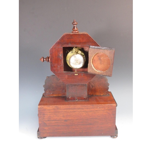 400 - A 19th Century mahogany and brass inlaid Mantel Clock with circus rider and horses decoration stampe... 