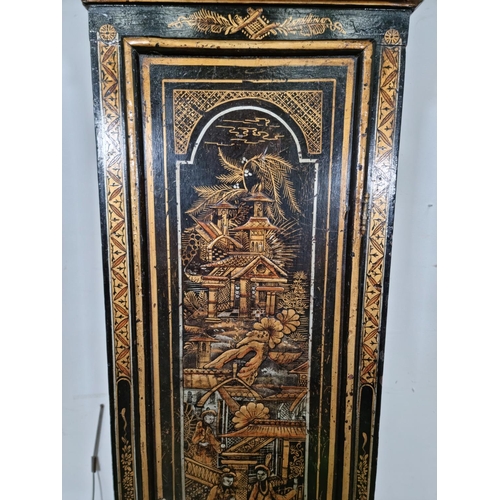 403 - A Georgian lacquered Longcase Clock, C.1720, by Daniel Delander having running duration of one month... 