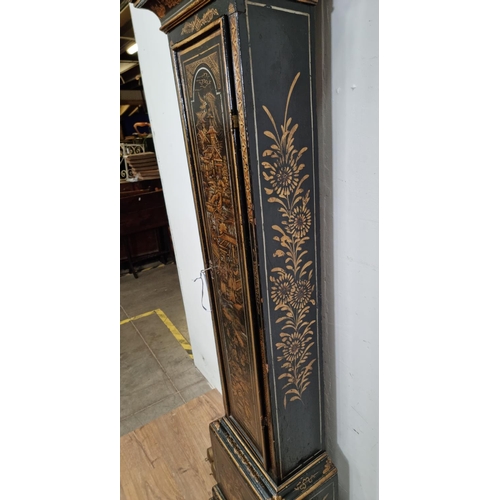 403 - A Georgian lacquered Longcase Clock, C.1720, by Daniel Delander having running duration of one month... 