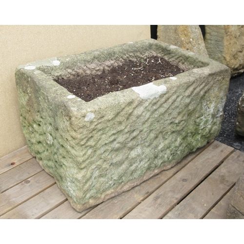 423 - A large antique carved sandstone rectangular Trough 2ft 5in W x 1ft 7in D x 1ft 4in H