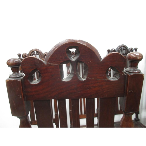 445 - A set of six 19th Century oak Dining Chairs in the 17th Century style with high backs and carved cre... 