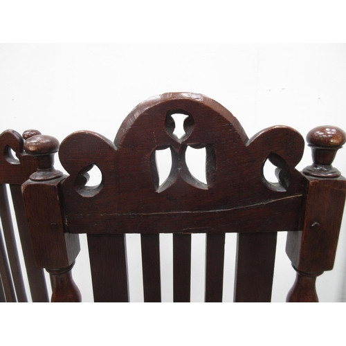 445 - A set of six 19th Century oak Dining Chairs in the 17th Century style with high backs and carved cre... 