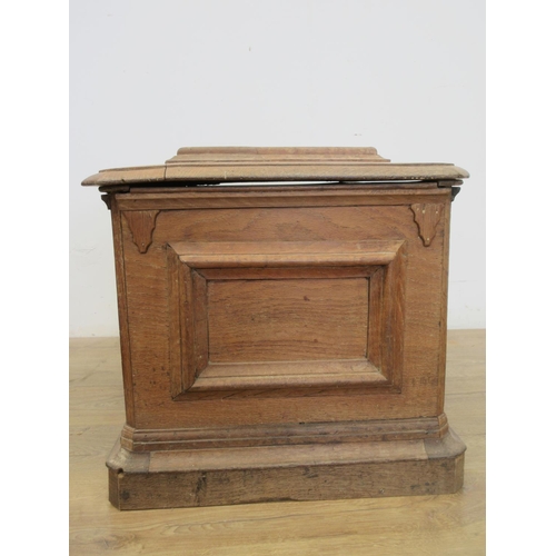 446 - A 19th Century oak Cellarette the panelled rectangular top above similarly panelled sides, on a plin... 