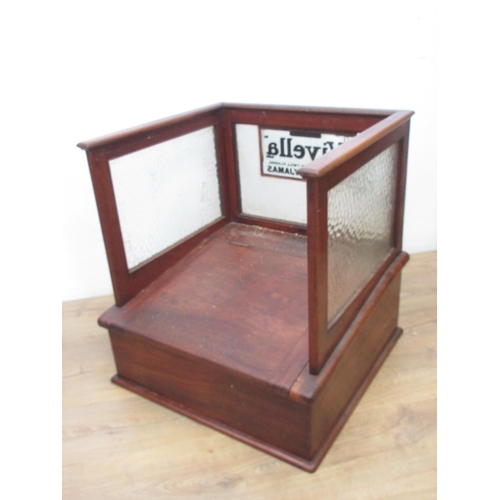 456 - A Victorian mahogany Shop Counter with frosted glass and Viyella Shirts & Pyjamas advertising pane 2... 