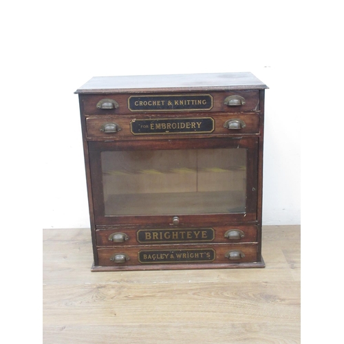 457 - A Victorian Bagley & Wright's 'Brighteye' stained pine Haberdashery Display Cabinet fitted four draw... 