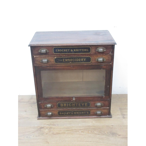 457 - A Victorian Bagley & Wright's 'Brighteye' stained pine Haberdashery Display Cabinet fitted four draw... 