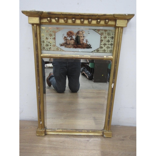 462 - A 19th Century gilt-framed Pier Glass with ball applied frieze above landscape panel and bevelled mi... 