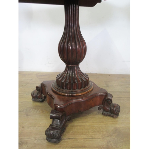 470 - A pair of 19th Century carved mahogany Card Tables, the foldover tops above shaped friezes on moulde... 