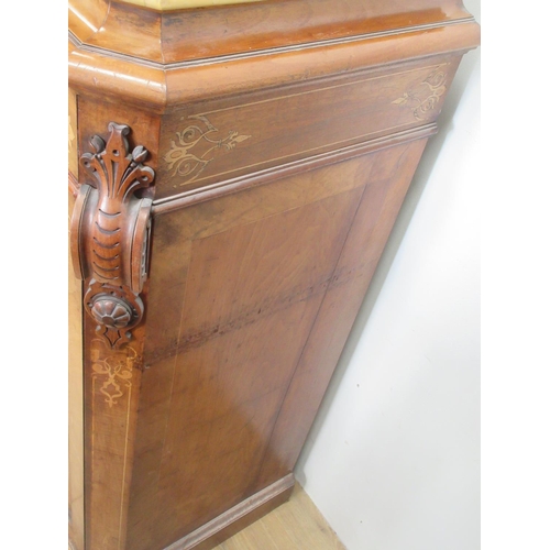 476 - A 19th walnut inverted breakfront Side Cabinet with satinwood and marquetry inlay, each of the end s... 