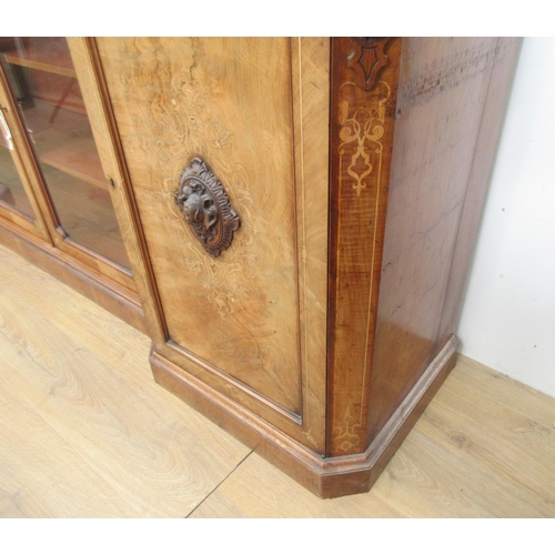 476 - A 19th walnut inverted breakfront Side Cabinet with satinwood and marquetry inlay, each of the end s... 