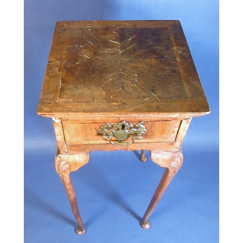 479 - An 18th Century walnut Jardiniere Stand with feather banded and quarter veneered top, fitted frieze ... 