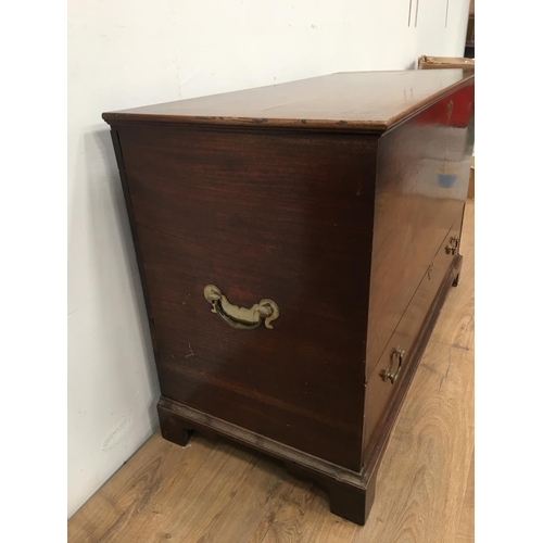 491 - A 19th Century mahogany Mule Chest with hinged cover and drawer below on bracket supports, 4ft 1in W