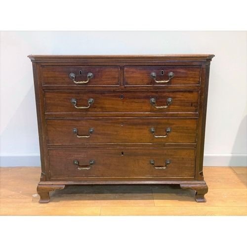 496 - A George III mahogany Chest of small proportions fitted two short and three long graduated drawers w... 