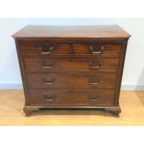 496 - A George III mahogany Chest of small proportions fitted two short and three long graduated drawers w... 