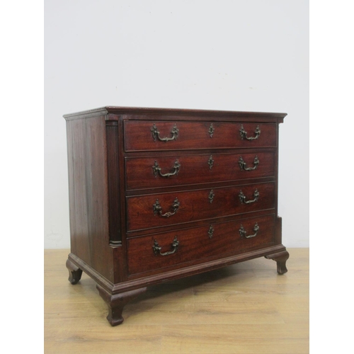 506 - An 18th Century mahogany Chest of Drawers, the moulded crossbanded top above a fitted top drawer and... 