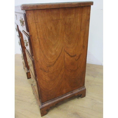 507 - An 18th Century walnut kneehole Dressing Table, the crossbanded quartered top above a long drawer an... 