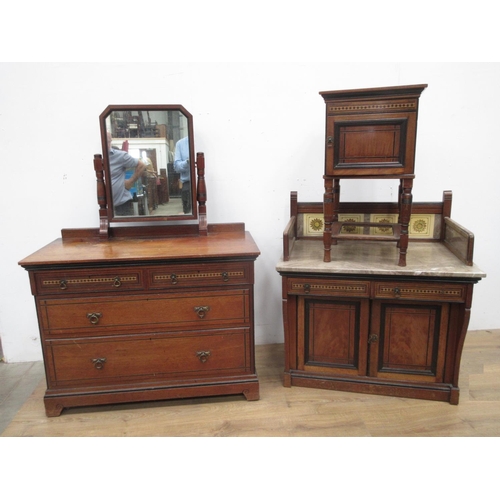 509 - Lamb of Manchester, A late 19th Century Arts & Crafts part Bedroom Suite, with ebonised crossbanding... 