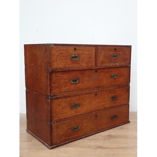 513 - A 19th Century Military chest of two short and three long drawers