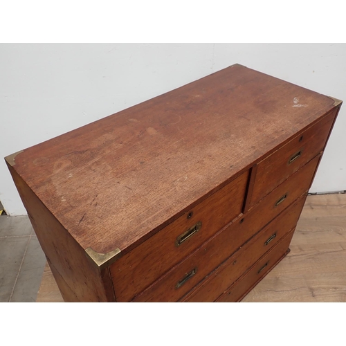 513 - A 19th Century Military chest of two short and three long drawers