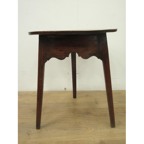 548 - An 18th Century elm Cricket Table of small proportions with shaped frieze and chamfered supports, 1f... 