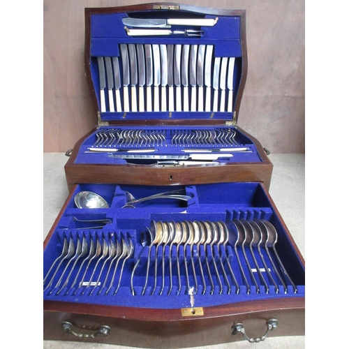 60 - A Canteen of Cutlery for twelve with dog nose finials, includes Table and Dessert Forks and Knives, ... 