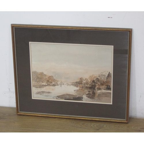 226 - JAMES LAVIERS WHEATLEY ARA RWS NEAC. The Thames at Richmond, signed, watercolour, pen and pencil, 12... 