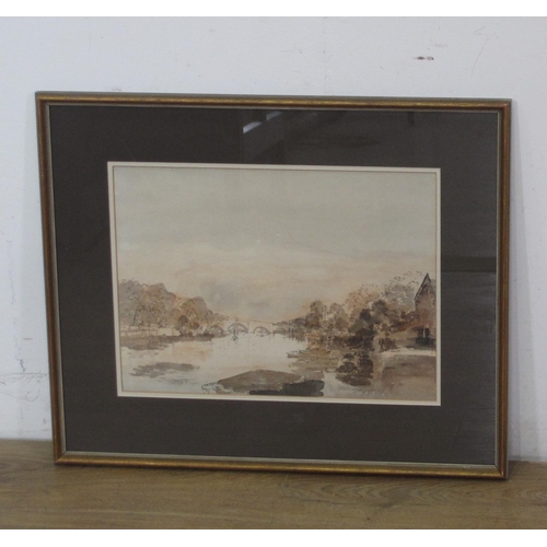 226 - JAMES LAVIERS WHEATLEY ARA RWS NEAC. The Thames at Richmond, signed, watercolour, pen and pencil, 12... 