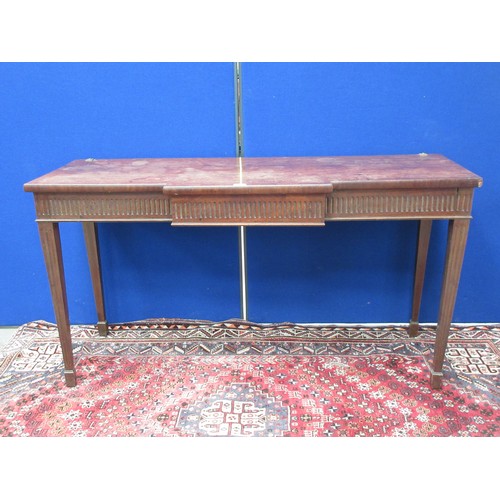 473 - A 19th Century mahogany breakfront Serving Table with fluted squared tapering supports and spade fee... 