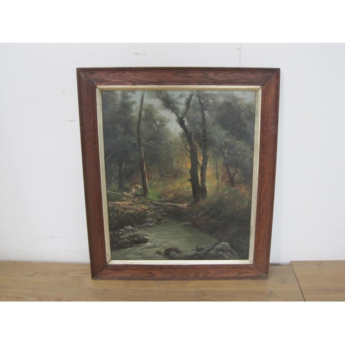 233 - FRANCESCO CAPUANO. Wood gatherers by a river,  signed, oil on canvas, 31 x 25in