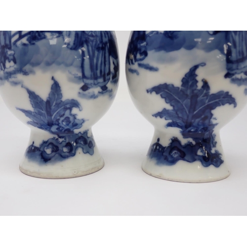 319 - A pair of 19th Century Chinese blue and white Vases of baluster form, decorated figures in a landsca... 