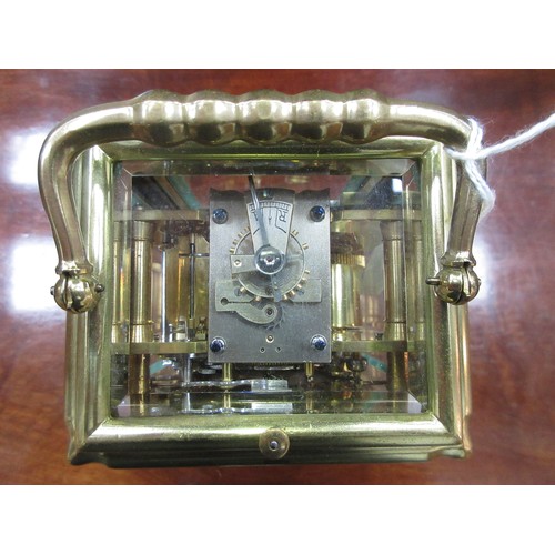 383 - A brass cased Grand Sonnerie Carriage Clock inscribed No.985 to underside within fitted leather case... 