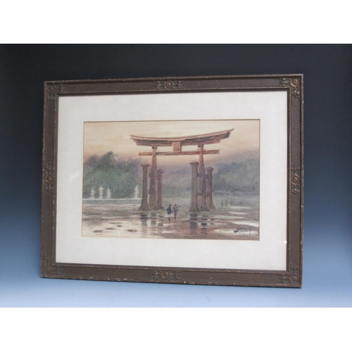 247 - YOKOUCHI GINNOSUKE (1870-1942). Miyajima Torii, signed 'Yokouchi' (lower right) watercolour, 13 x 20... 