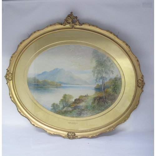 288 - EMIL AXEL KRAUSE. Loch Katrine; and Loch Tullock, signed and inscribed, watercolour, oval, 12 x 16in... 