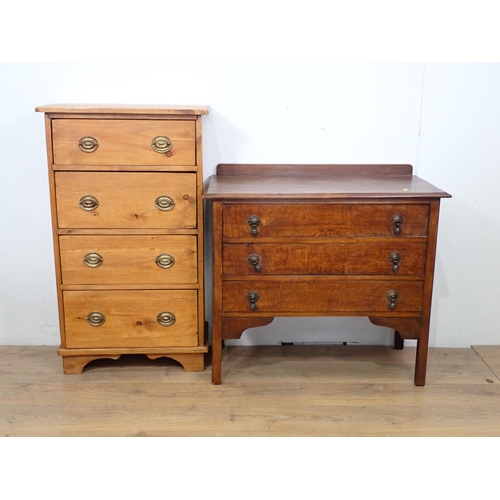 7 - A Victorian pine Dresser and rack the base fitted three drawers above three cupboard doors 6ft 10in ... 