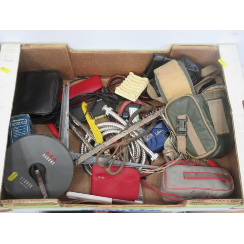 101 - Two boxes of Plated Ware, Brass, pair of Binoculars, various Tools, etc