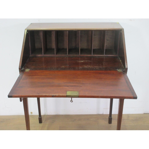 105A - A 19th Century mahogany and crossbanded Bureau fitted single drawer mounted upon square cut tapering... 